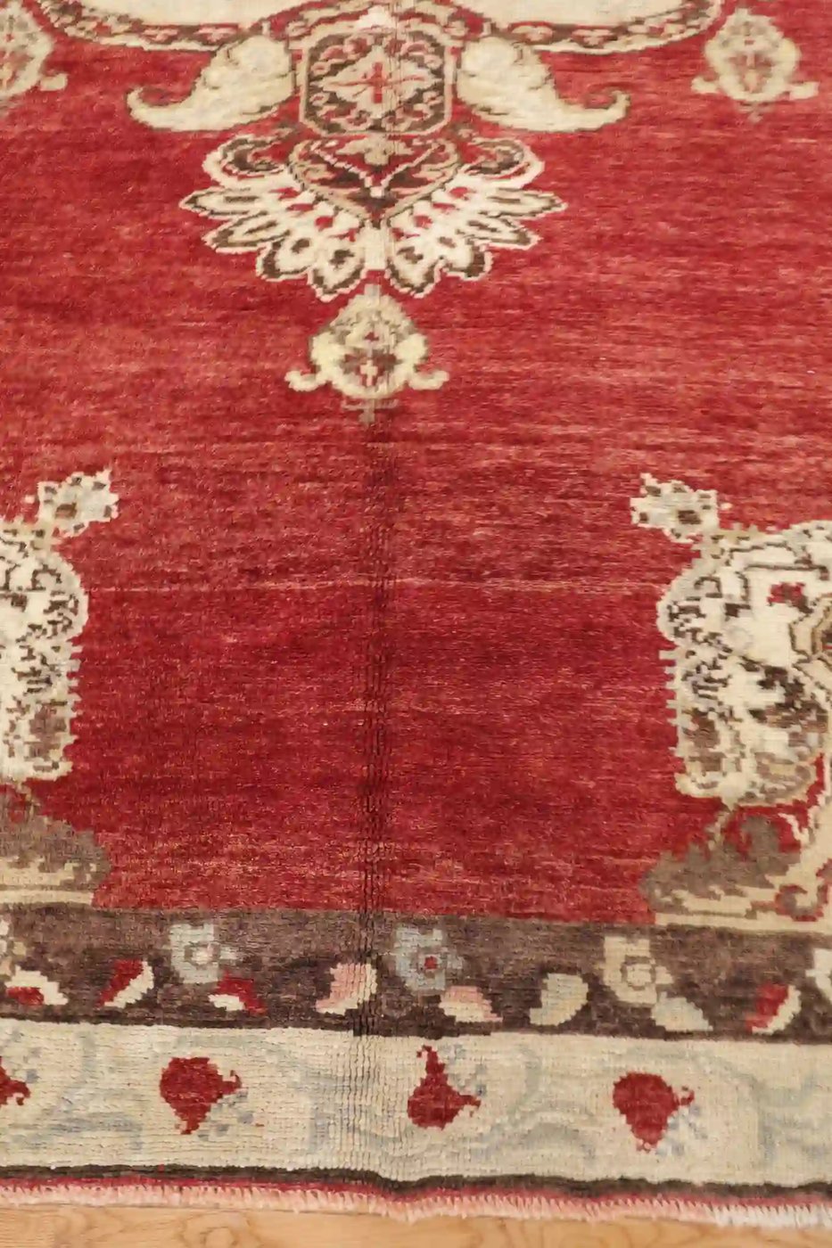 7′ x 9′ Red Fine Hand-Knotted Turkish Oushak Rug – Traditional Wool
