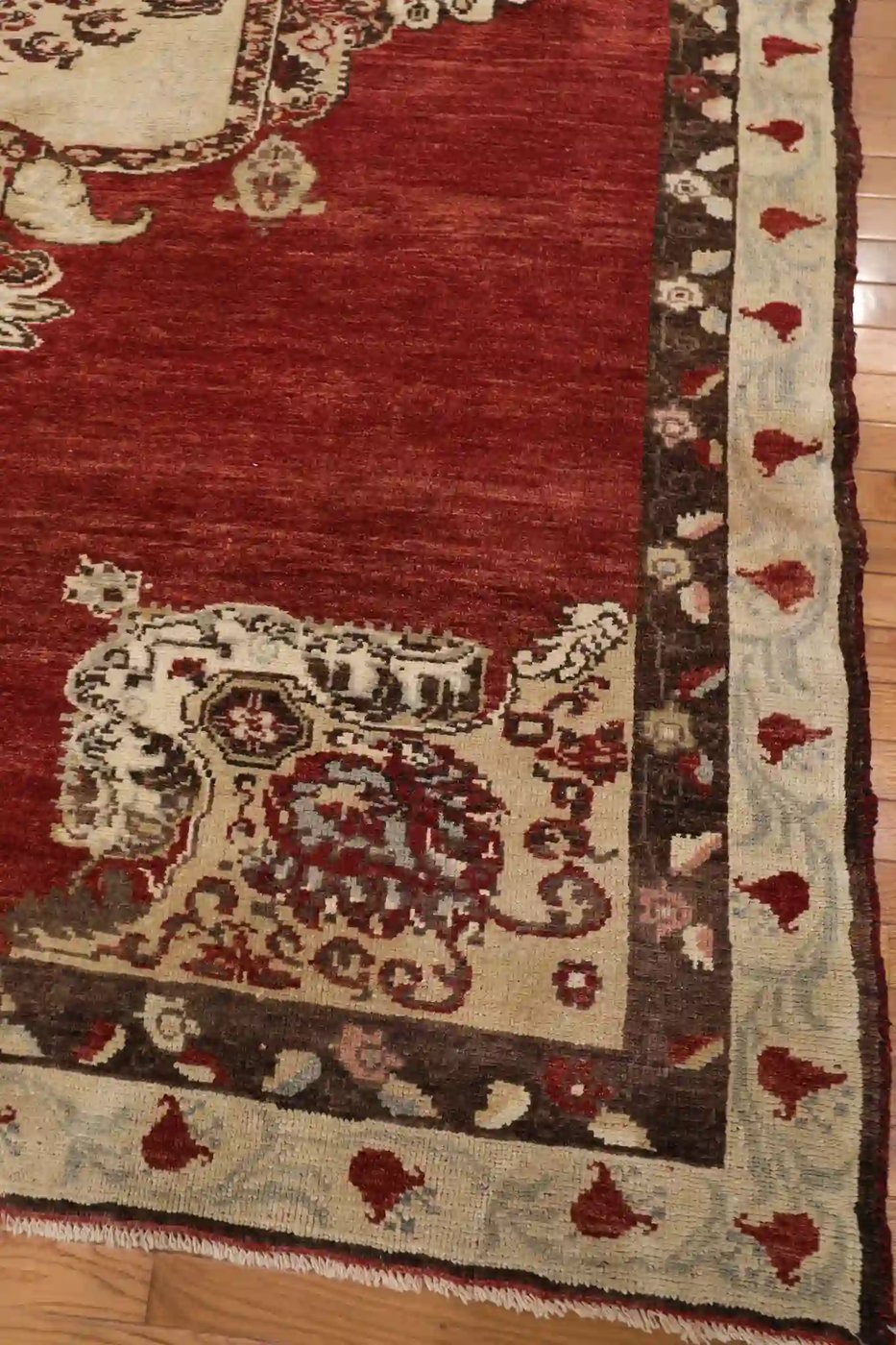 7′ x 9′ Red Fine Hand-Knotted Turkish Oushak Rug – Traditional Wool