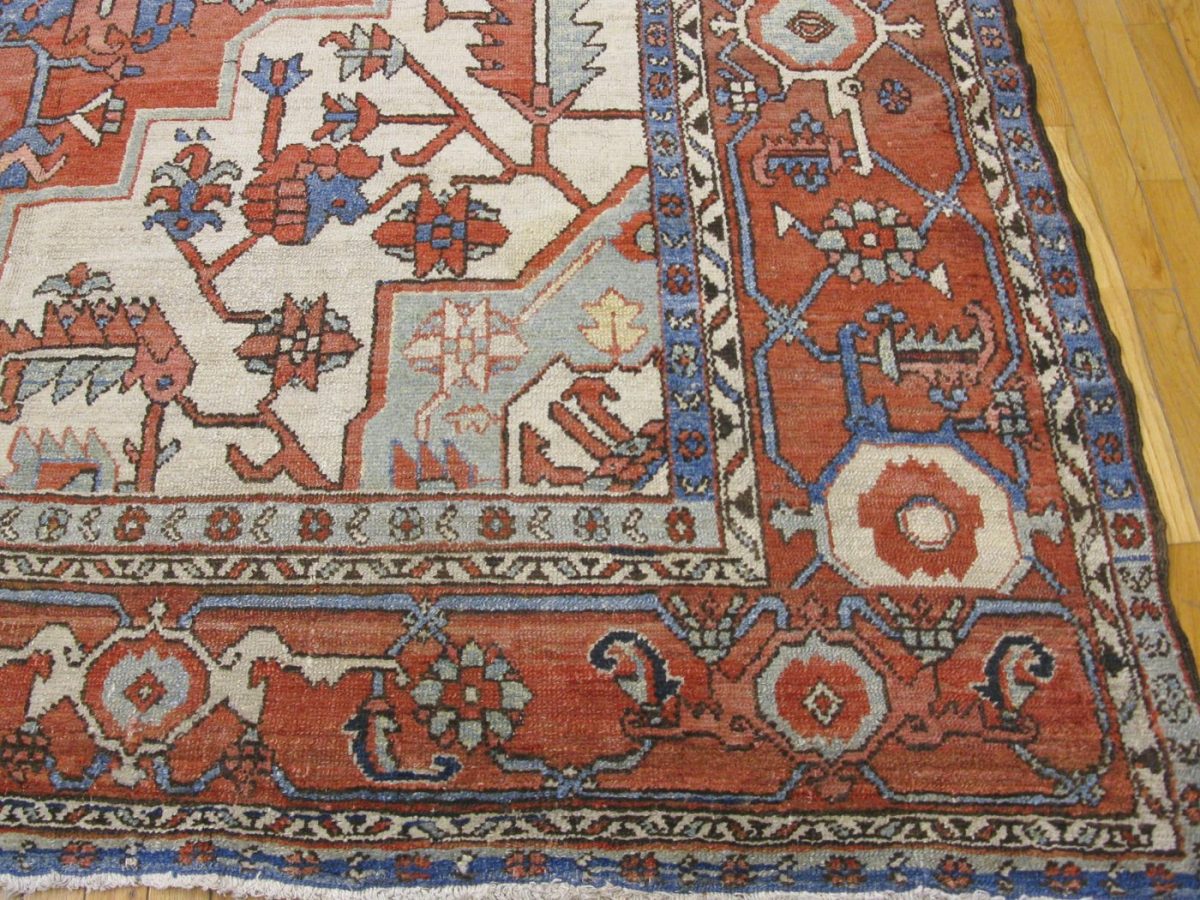 13′ x 14′ Terracotta Fine Hand-Knotted Persian Serapi Rug – Traditional Wool