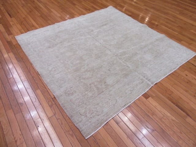 6′ x 6′ Beige Fine Hand-Knotted Pakistani Oriental Rug – Transitional Wool