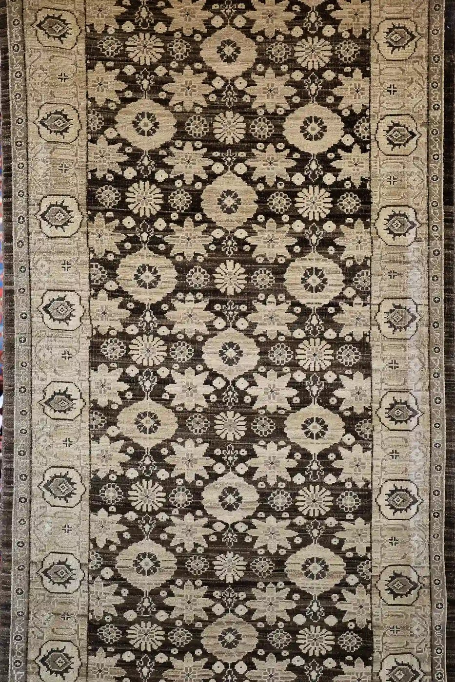 4′ x 10′ Beige Fine Hand-Knotted Vintage Egyptian Agra Runner – Traditional Wool - 1 4′ x 10′ Beige Fine Hand-Knotted Vintage Egyptian Agra Runner – Traditional Wool