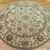6′ x 6′ India Tabriz Design Round Beige Fine Hand-Knotted Rug – Traditional Wool