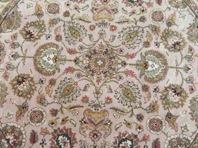 6′ x 6′ India Tabriz Design Round Beige Fine Hand-Knotted Rug – Traditional Wool