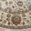 6′ x 6′ India Tabriz Design Round Beige Fine Hand-Knotted Rug – Traditional Wool