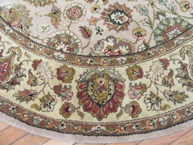 6′ x 6′ India Tabriz Design Round Beige Fine Hand-Knotted Rug – Traditional Wool
