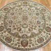 6′ x 6′ India Tabriz Design Round Beige Fine Hand-Knotted Rug – Traditional Wool