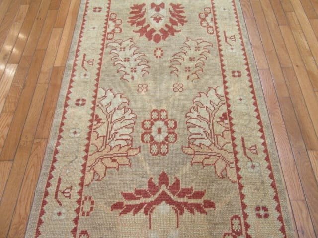 3′ x 22′ Beige Fine Hand-Knotted Turkish Vintage Runner – Transitional Wool