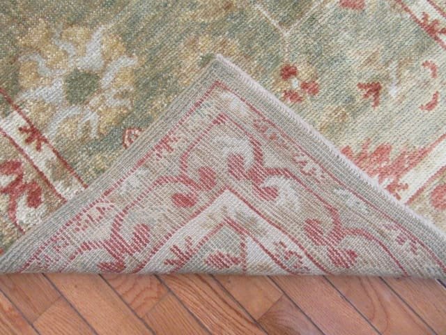3′ x 18′ Pale Green Fine Hand-Knotted Turkish Oushak Runner – Transitional Wool