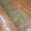 3′ x 18′ Pale Green Fine Hand-Knotted Turkish Oushak Runner – Transitional Wool
