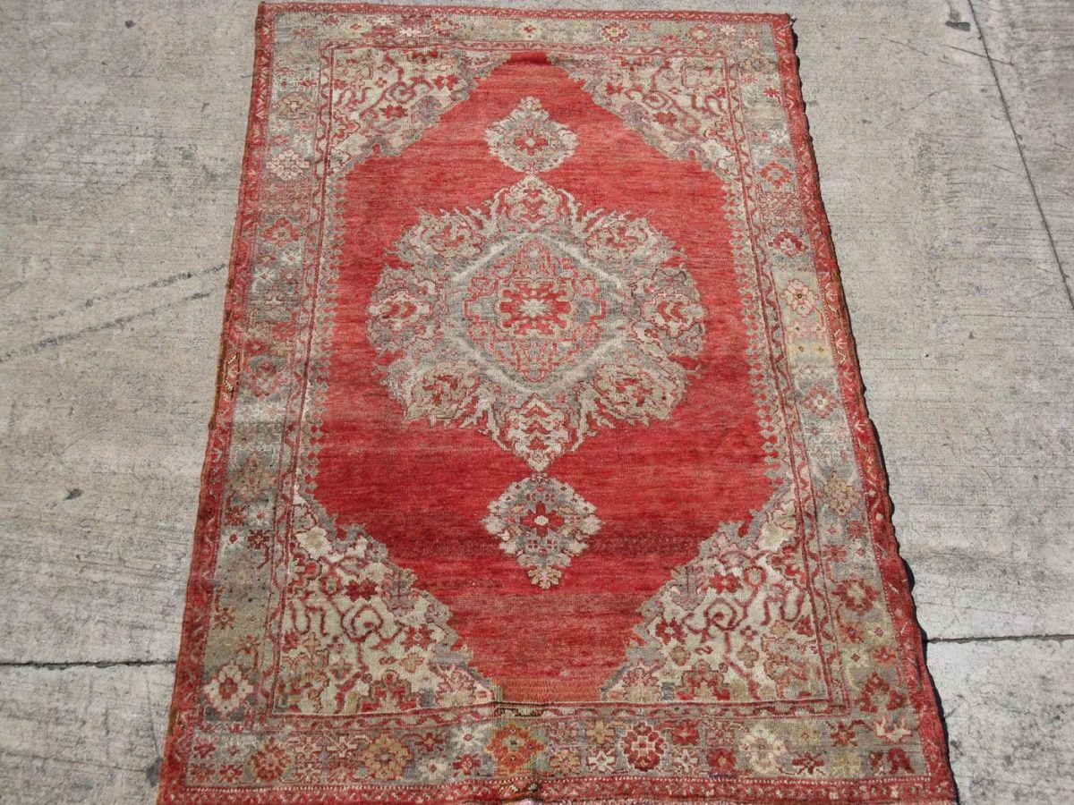 5′ x 8′ Red Fine Hand-Knotted Turkish Oushak Rug – Traditional Transitional Wool