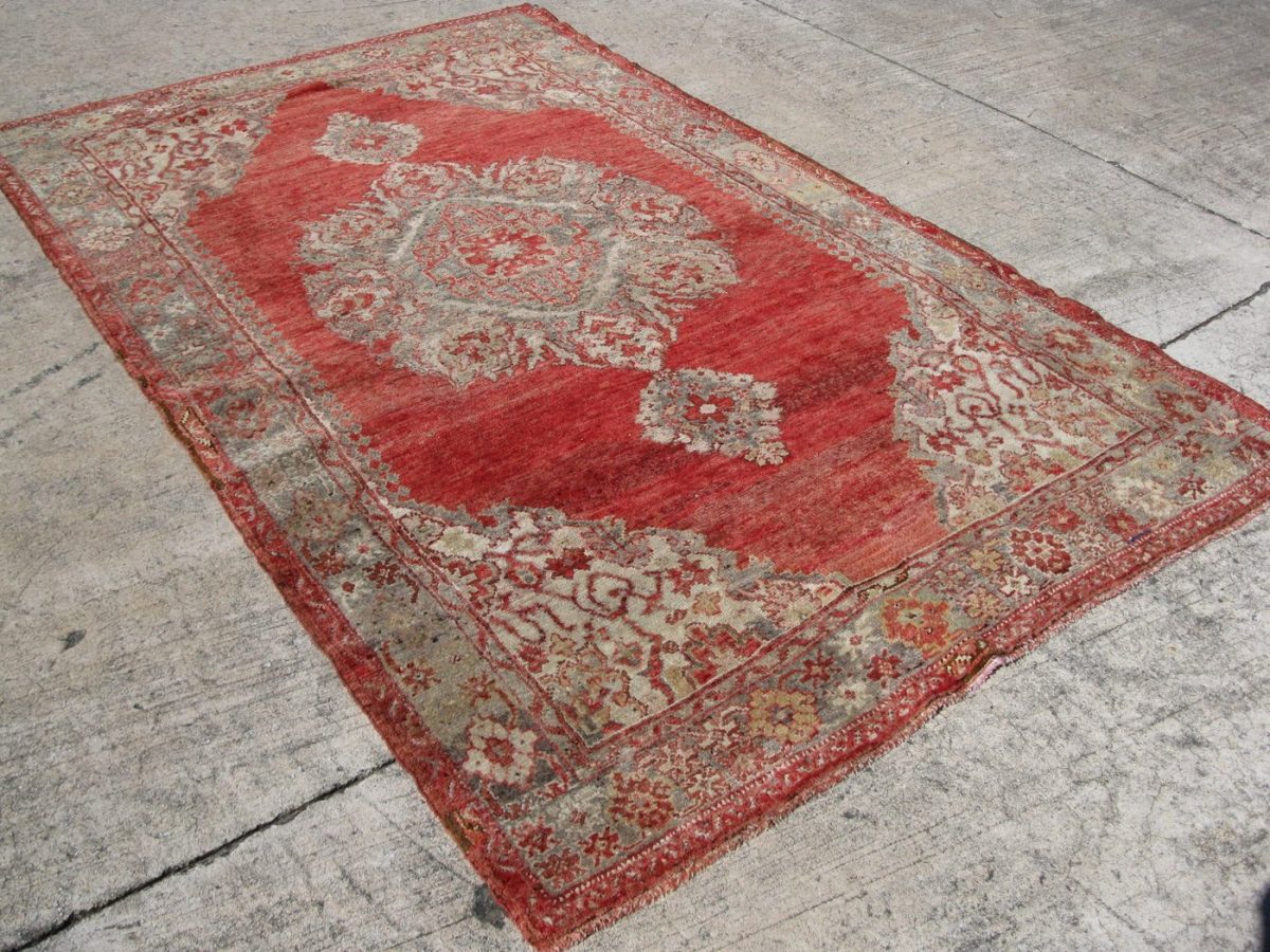 5′ x 8′ Red Fine Hand-Knotted Turkish Oushak Rug – Traditional Transitional Wool