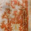 11′ x 15′ Luminous Ivory and Saffron Gold Hand-Knotted Antique Western Anatolian Oushak Carpet – Calligraphic Pseudo-Kufic Border