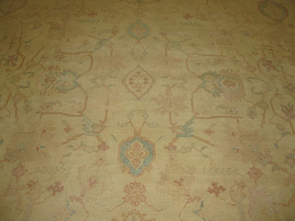 12′ x 18′ Ivory Fine Hand-Knotted Vintage Egypt Oushak Rug – Transitional Wool