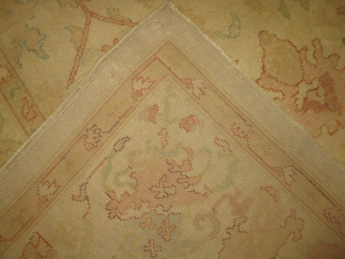 12′ x 18′ Ivory Fine Hand-Knotted Vintage Egypt Oushak Rug – Transitional Wool