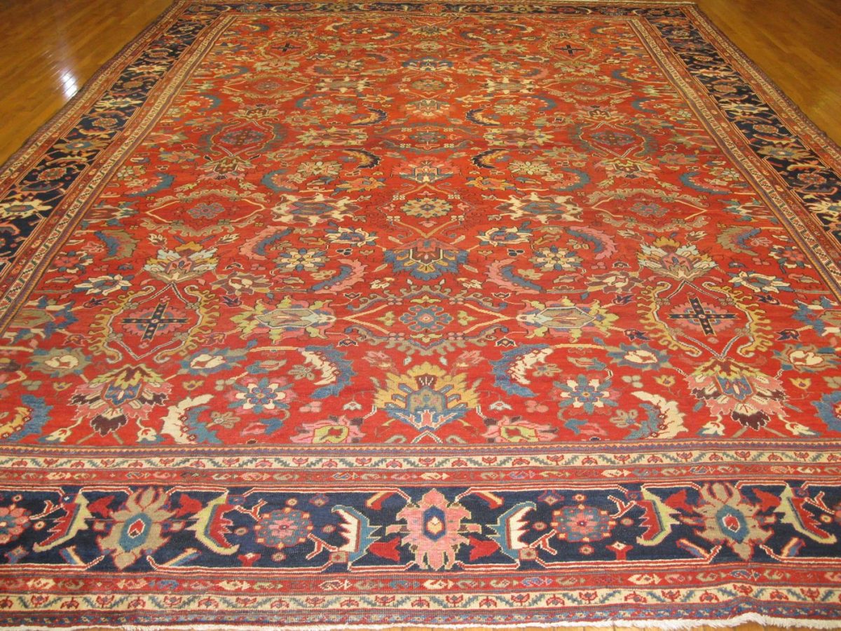 12′ x 18′ Red Fine Hand-Knotted Persian Mahal Rug – Traditional Wool