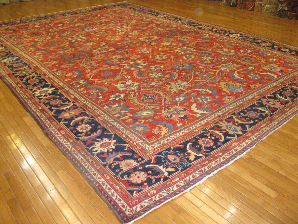 12′ x 18′ Red Fine Hand-Knotted Persian Mahal Rug – Traditional Wool