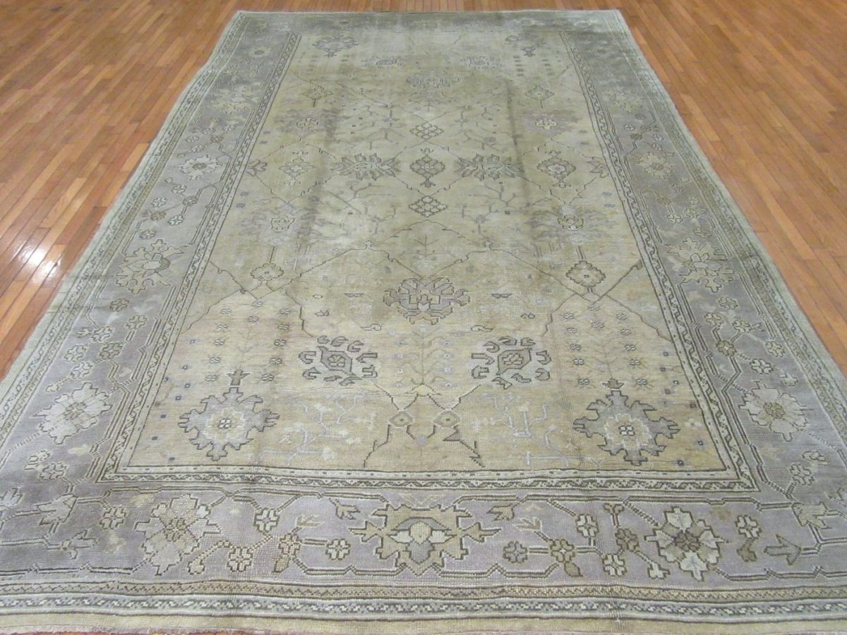 9′ x 14′ Ivory Fine Hand-Knotted Turkish Oushak Rug – Transitional Wool