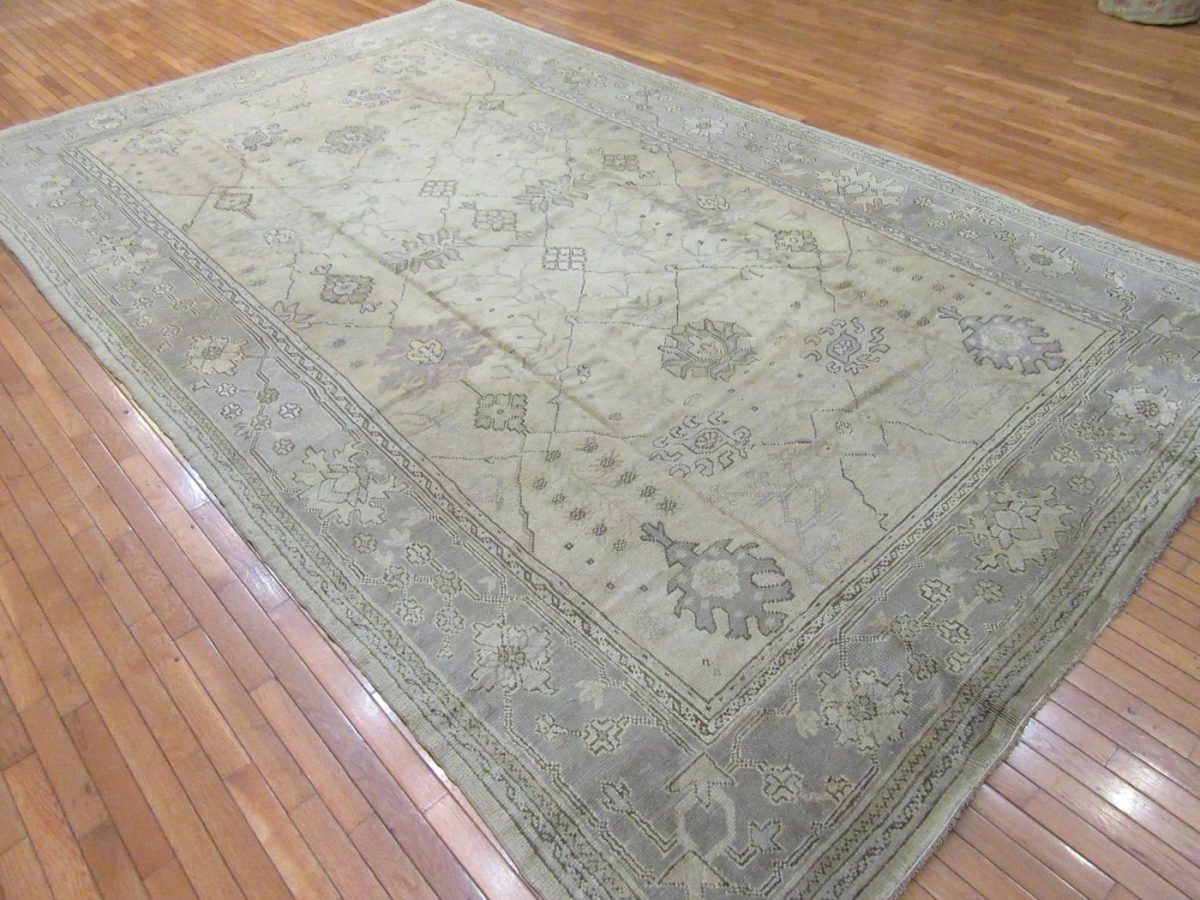 9′ x 14′ Ivory Fine Hand-Knotted Turkish Oushak Rug – Transitional Wool