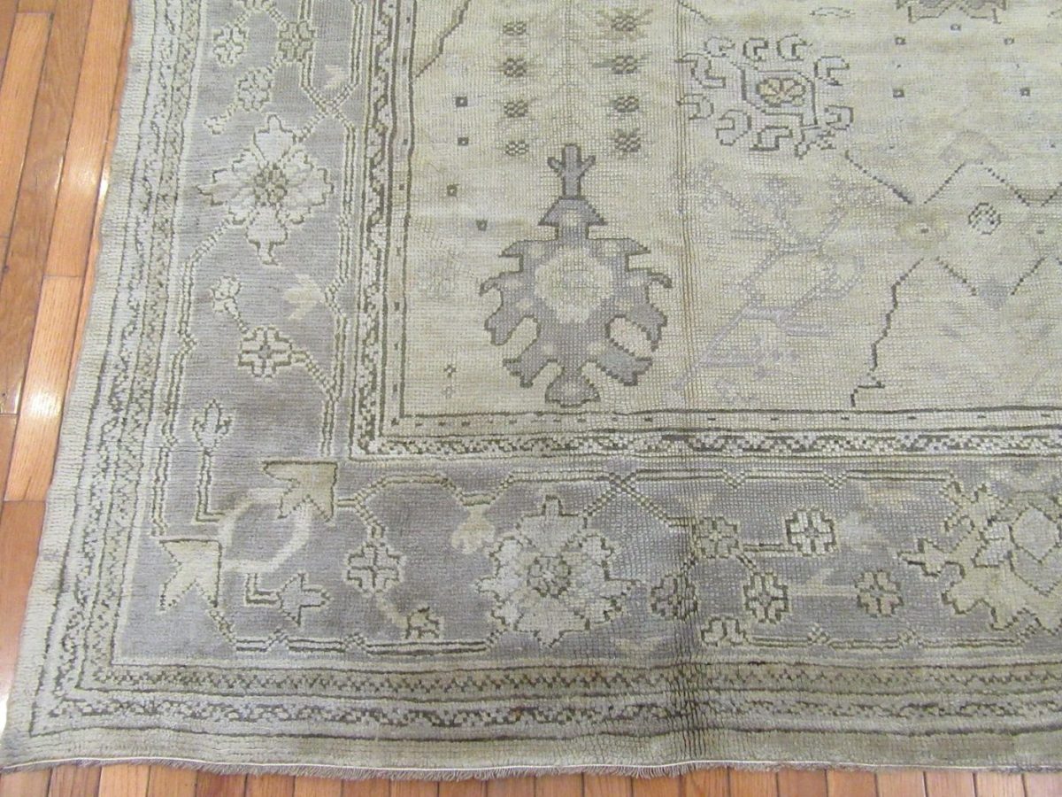 9′ x 14′ Ivory Fine Hand-Knotted Turkish Oushak Rug – Transitional Wool