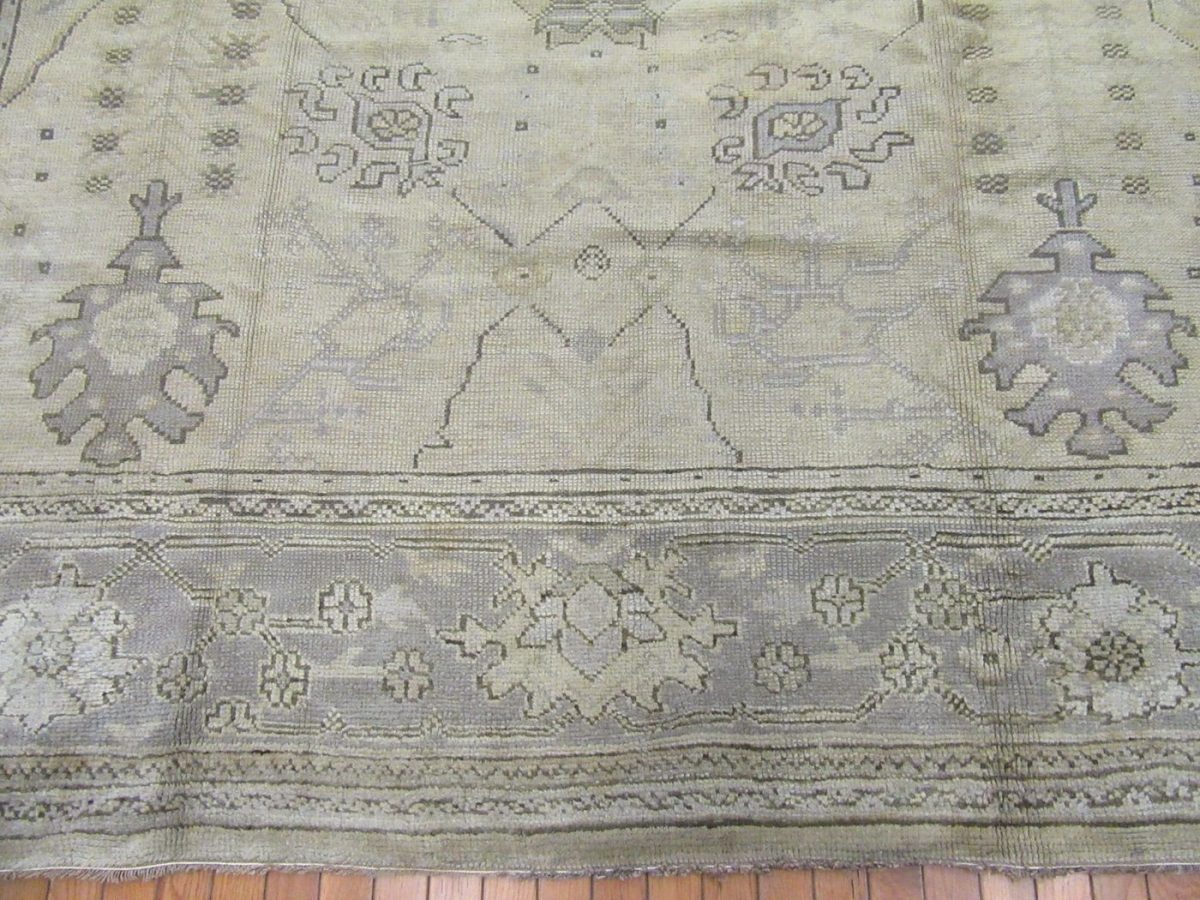 9′ x 14′ Ivory Fine Hand-Knotted Turkish Oushak Rug – Transitional Wool
