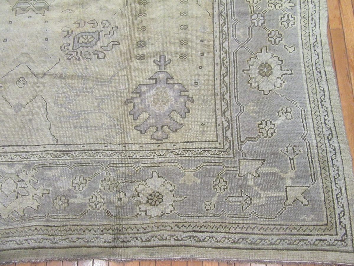 9′ x 14′ Ivory Fine Hand-Knotted Turkish Oushak Rug – Transitional Wool