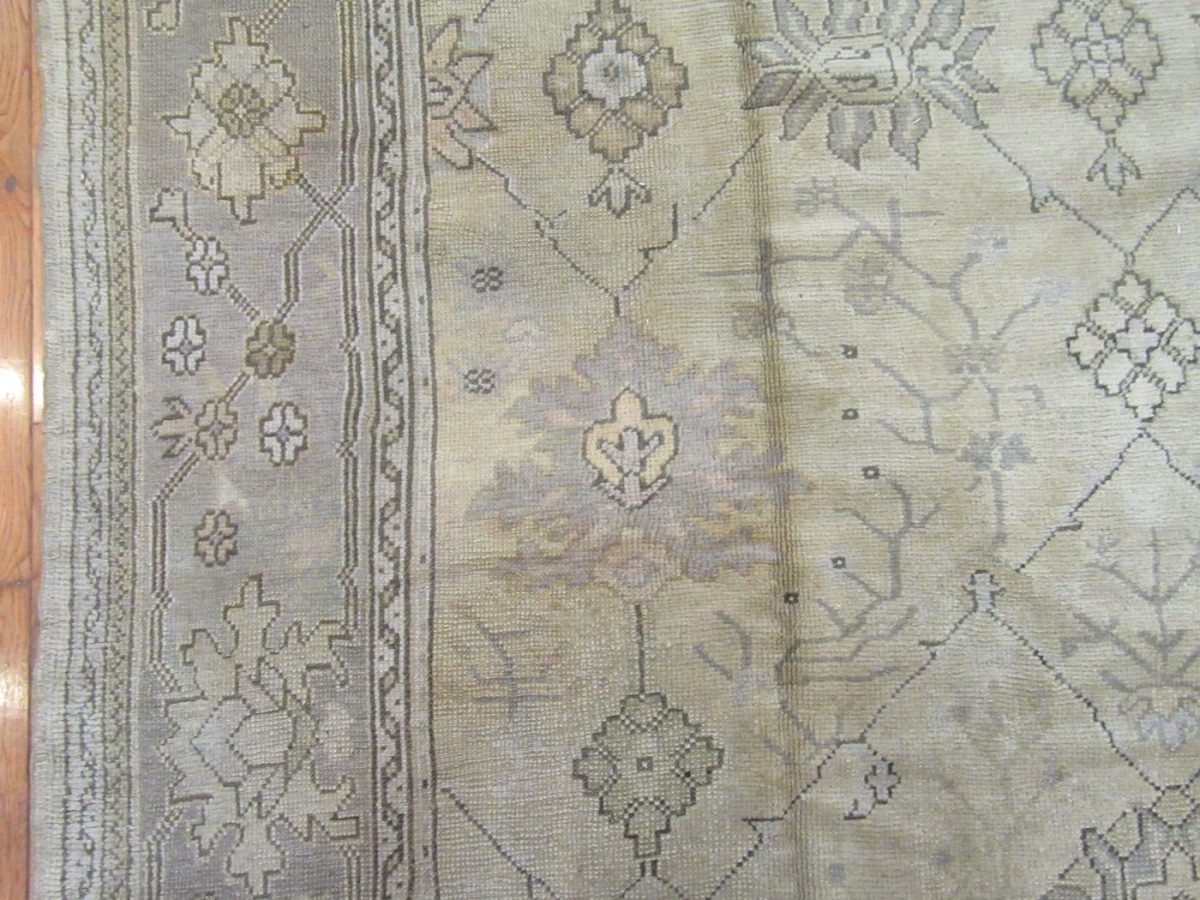 9′ x 14′ Ivory Fine Hand-Knotted Turkish Oushak Rug – Transitional Wool