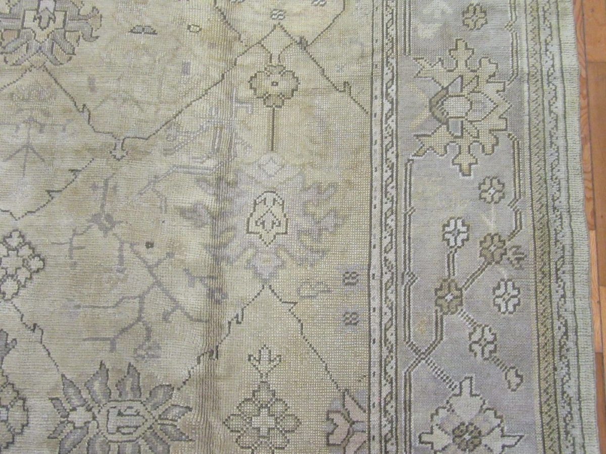 9′ x 14′ Ivory Fine Hand-Knotted Turkish Oushak Rug – Transitional Wool