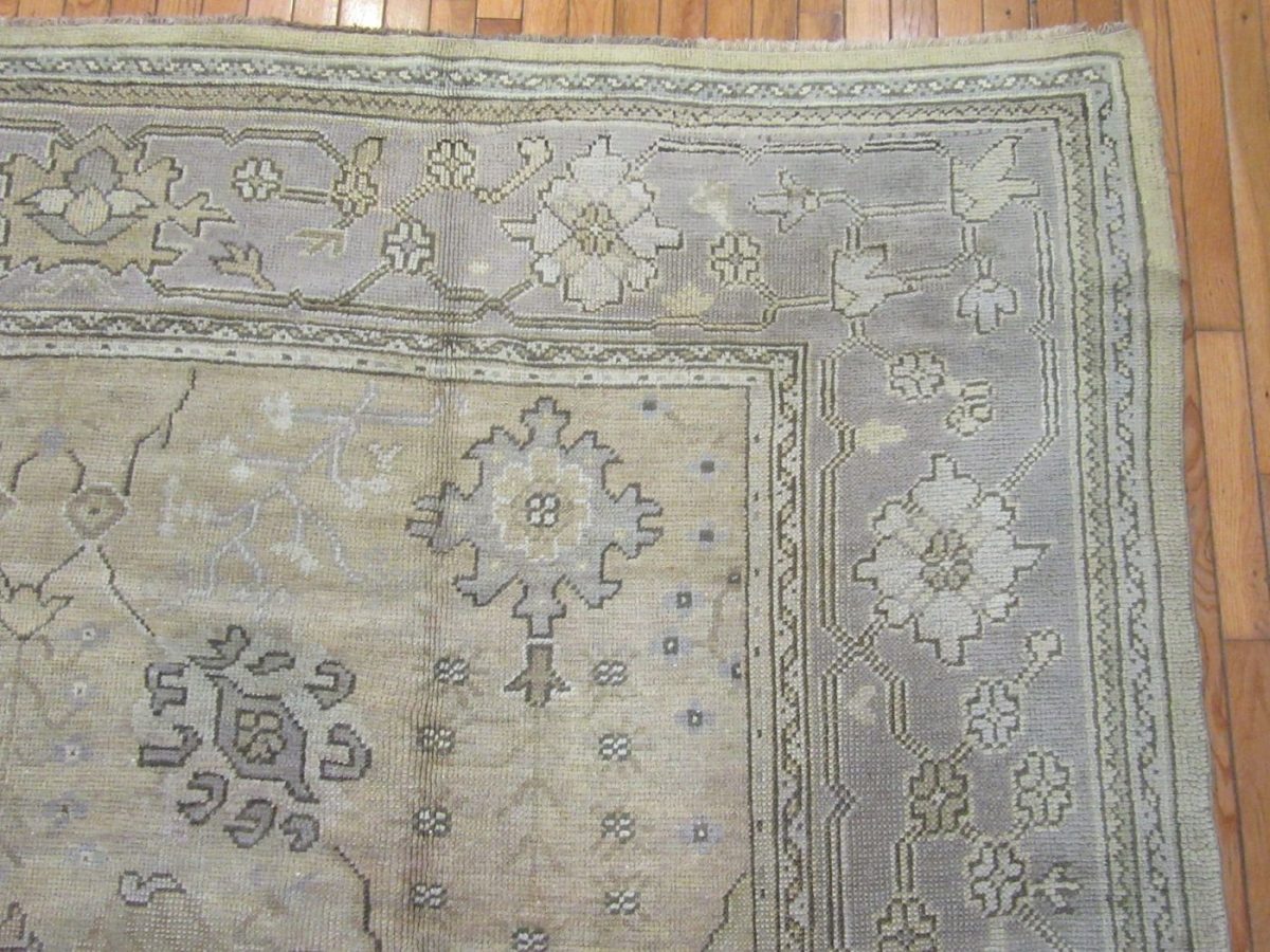9′ x 14′ Ivory Fine Hand-Knotted Turkish Oushak Rug – Transitional Wool