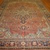 9′ x 13′ Terracotta Fine Hand-Knotted Persian Sarouk Farahan Rug – Traditional Wool