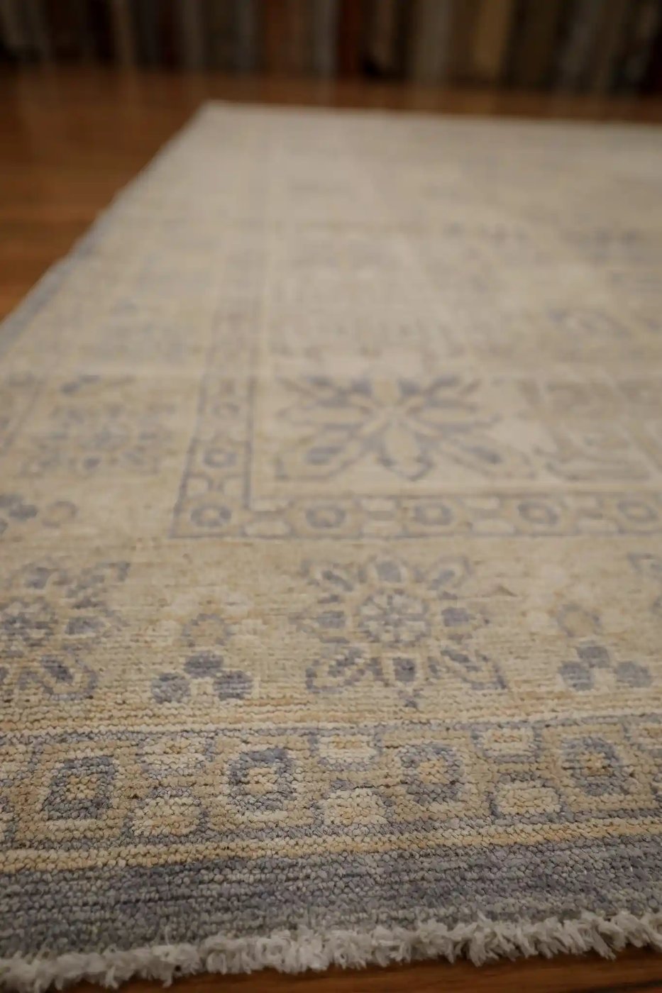 9′ x 10′ Beige Fine Hand-Knotted Afghan Oushak Rug – Traditional Wool