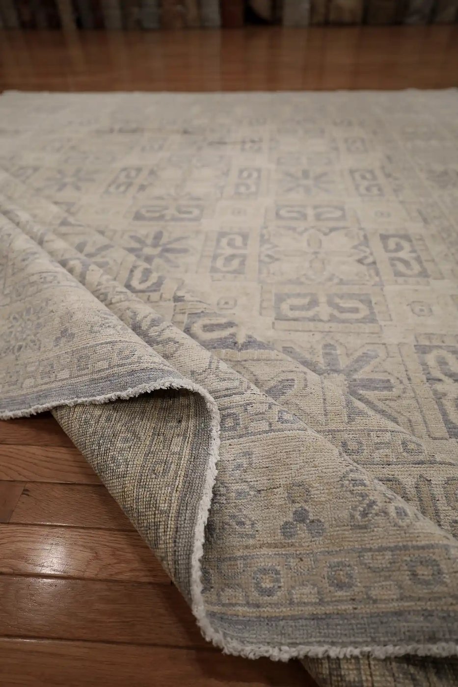 9′ x 10′ Beige Fine Hand-Knotted Afghan Oushak Rug – Traditional Wool
