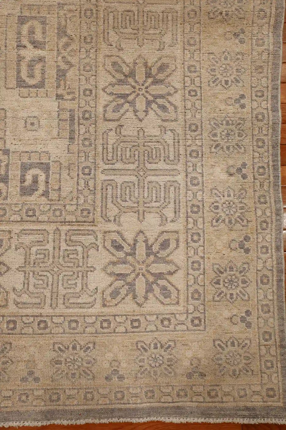9′ x 10′ Beige Fine Hand-Knotted Afghan Oushak Rug – Traditional Wool
