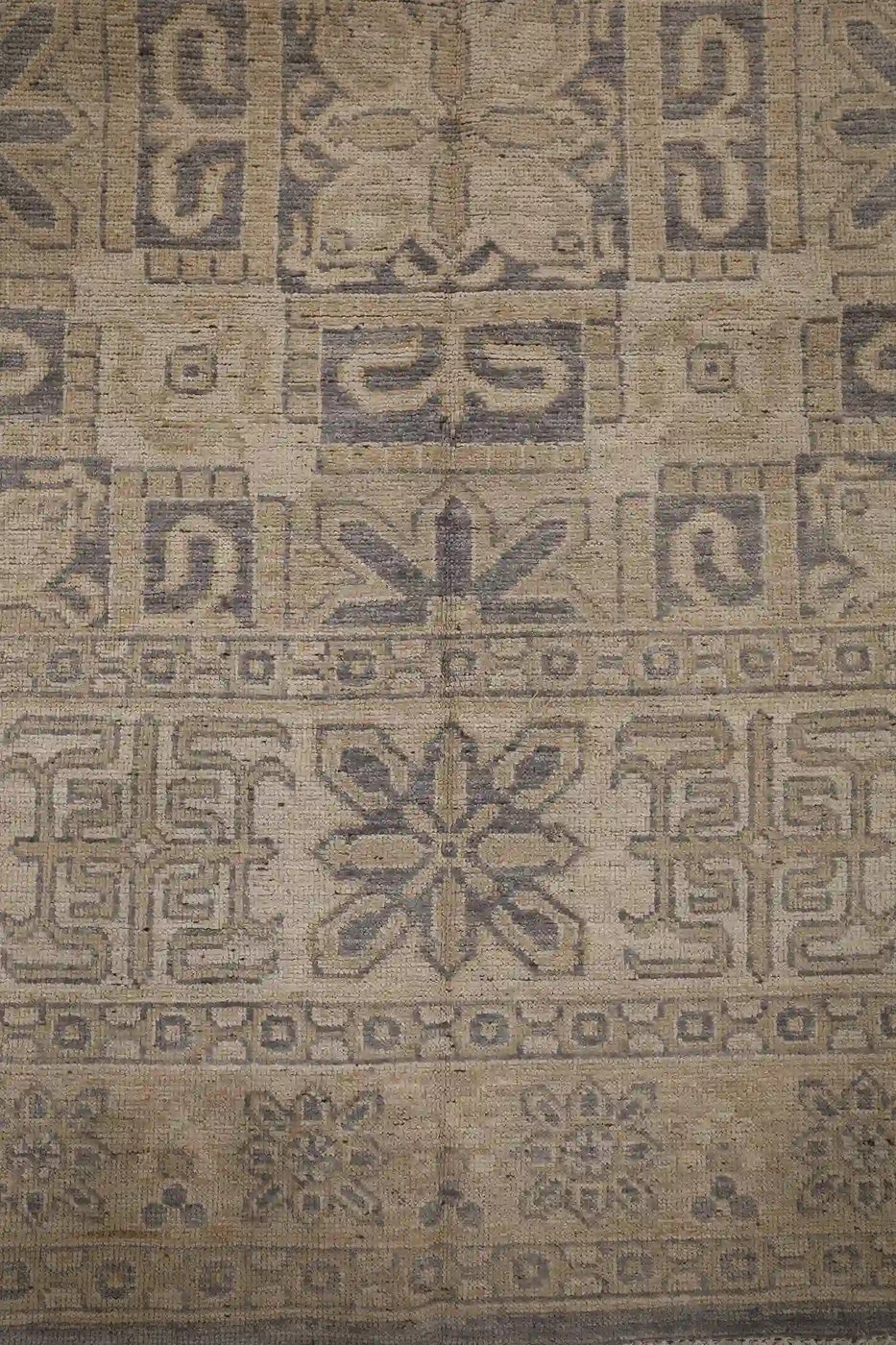 9′ x 10′ Beige Fine Hand-Knotted Afghan Oushak Rug – Traditional Wool