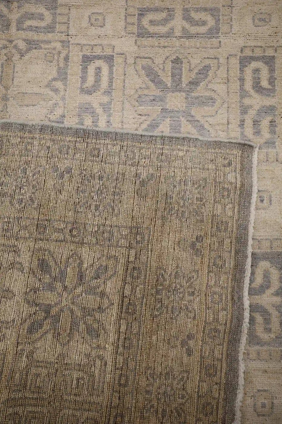 9′ x 10′ Beige Fine Hand-Knotted Afghan Oushak Rug – Traditional Wool