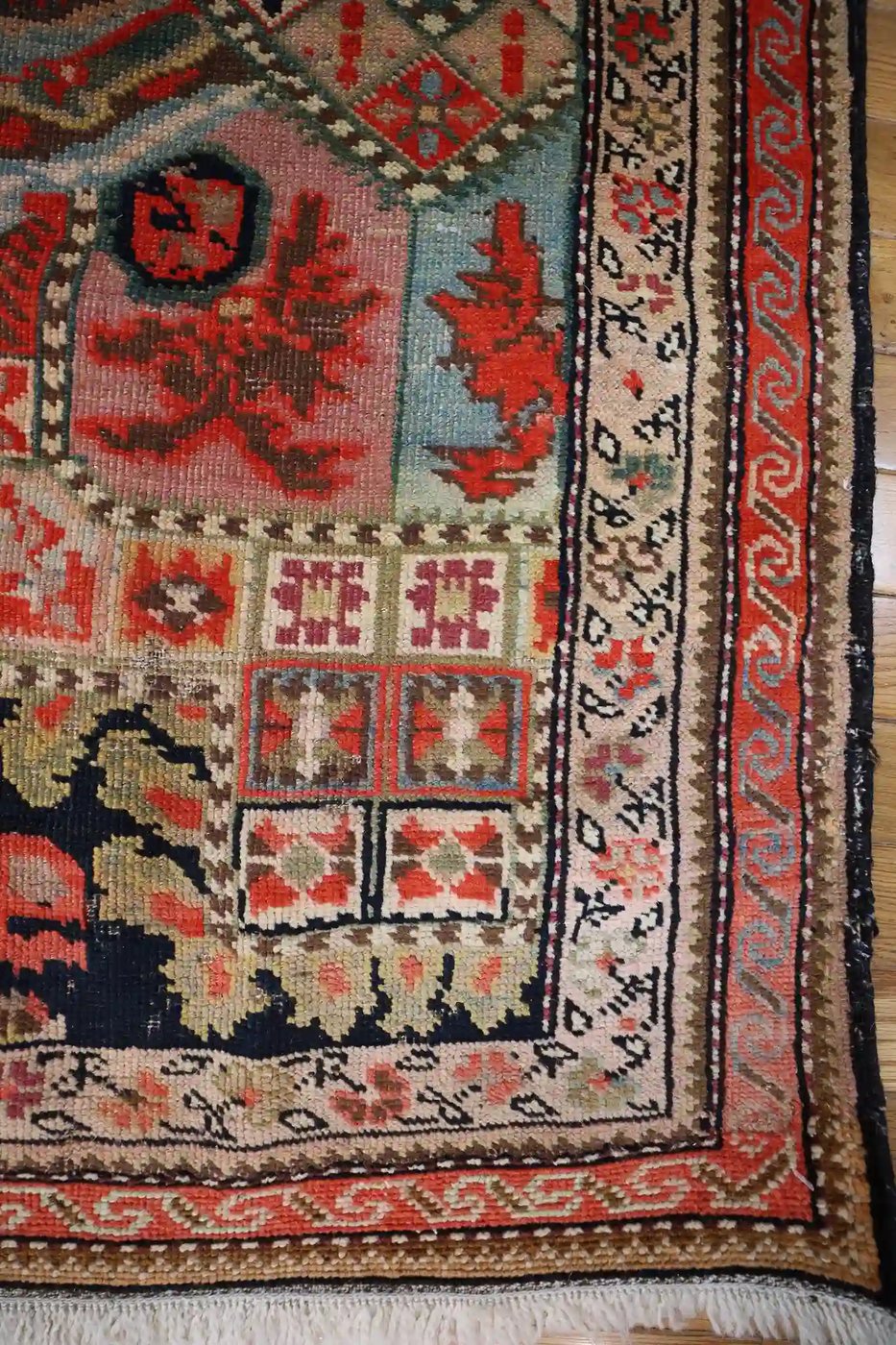 3′ x 19′ Red Fine Hand-Knotted Semi-Antique Caucasian Karabagh Runner – Traditional Wool