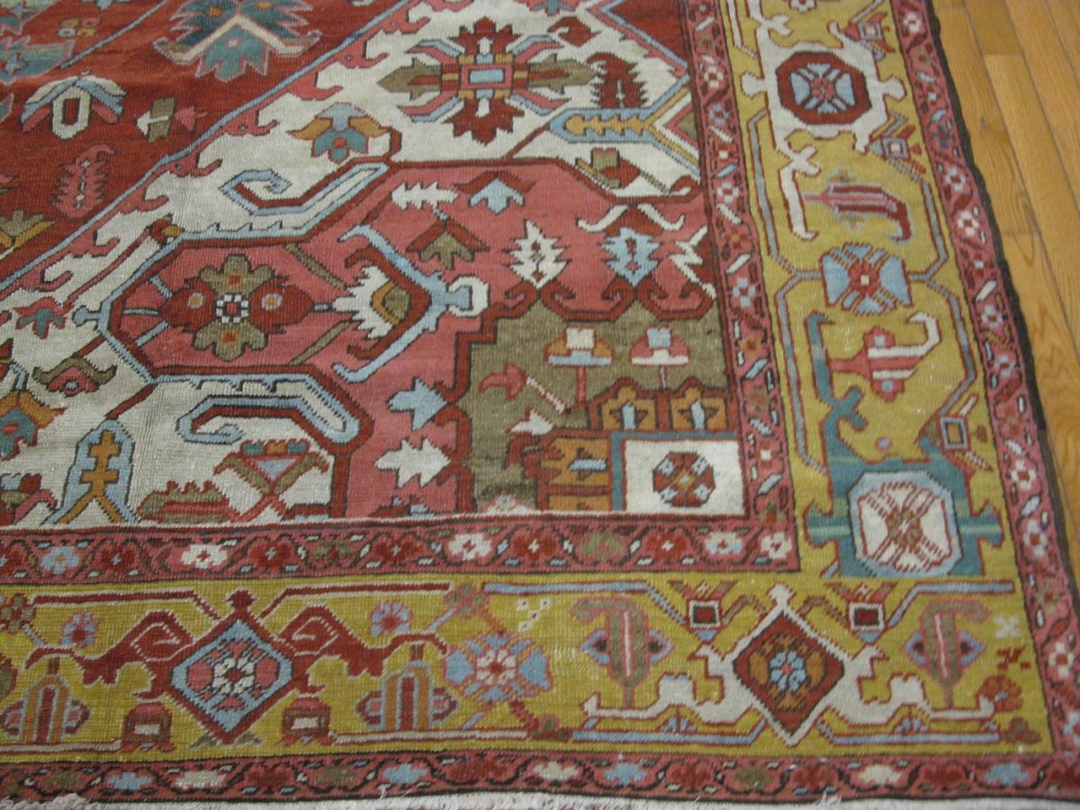 10′ x 14′ Terracotta Fine Hand-Knotted Persian Serapi Rug – Traditional Wool
