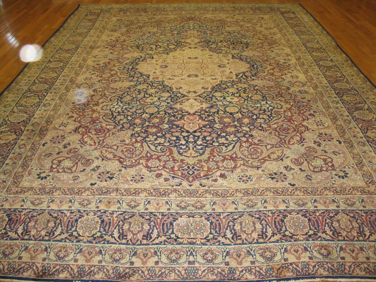 10′ x 15′ Navy Fine Hand-Knotted Persian Lavar Kerman Rug – Traditional Wool