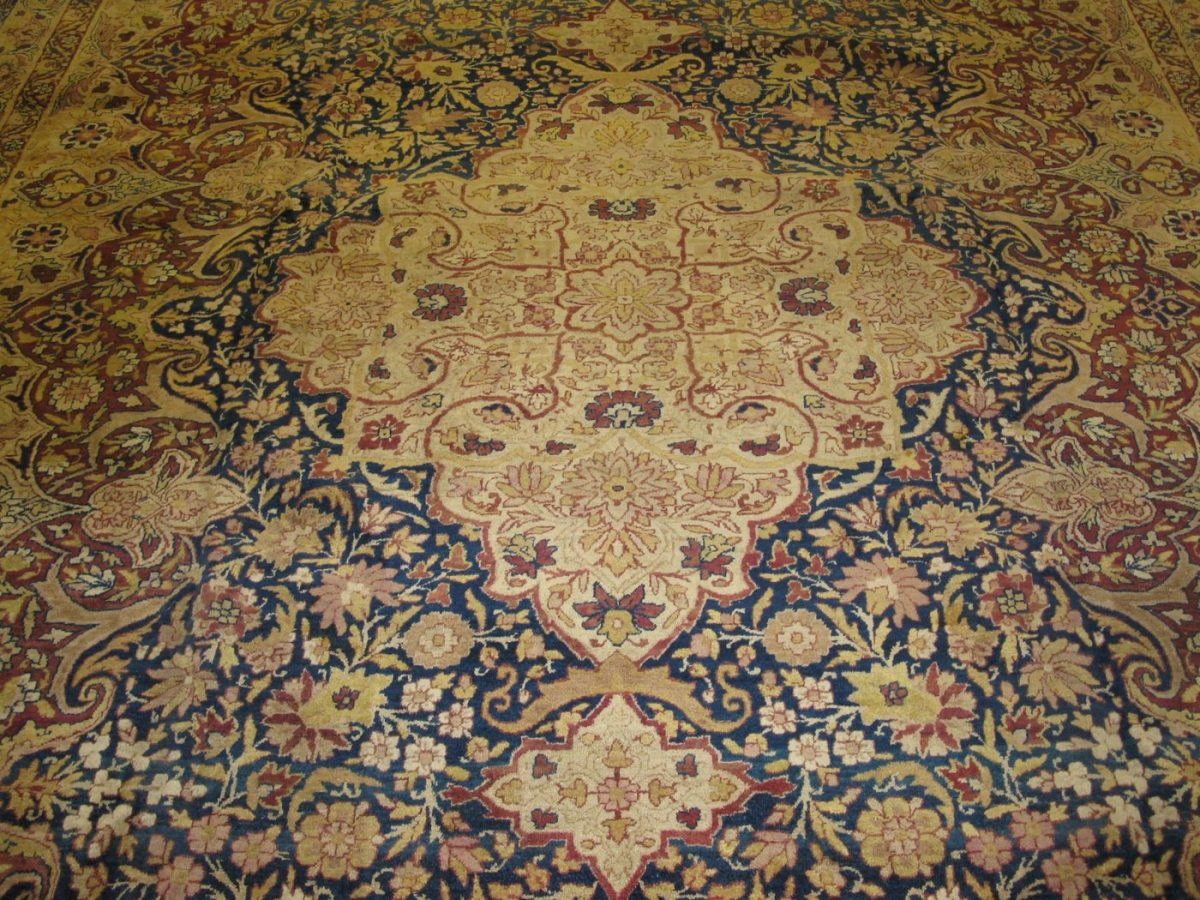 10′ x 15′ Navy Fine Hand-Knotted Persian Lavar Kerman Rug – Traditional Wool