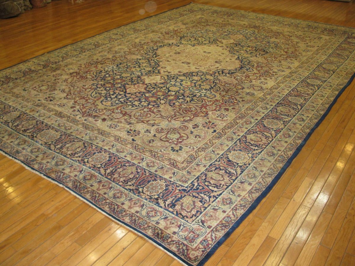 10′ x 15′ Navy Fine Hand-Knotted Persian Lavar Kerman Rug – Traditional Wool