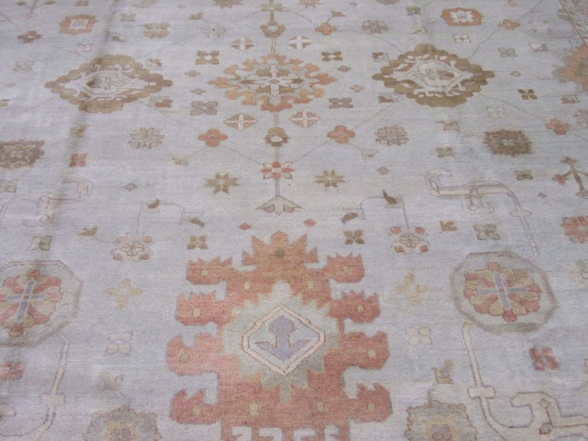 14′ x 17′ Ivory Fine Hand-Knotted Indian Oushak Rug – Transitional Wool