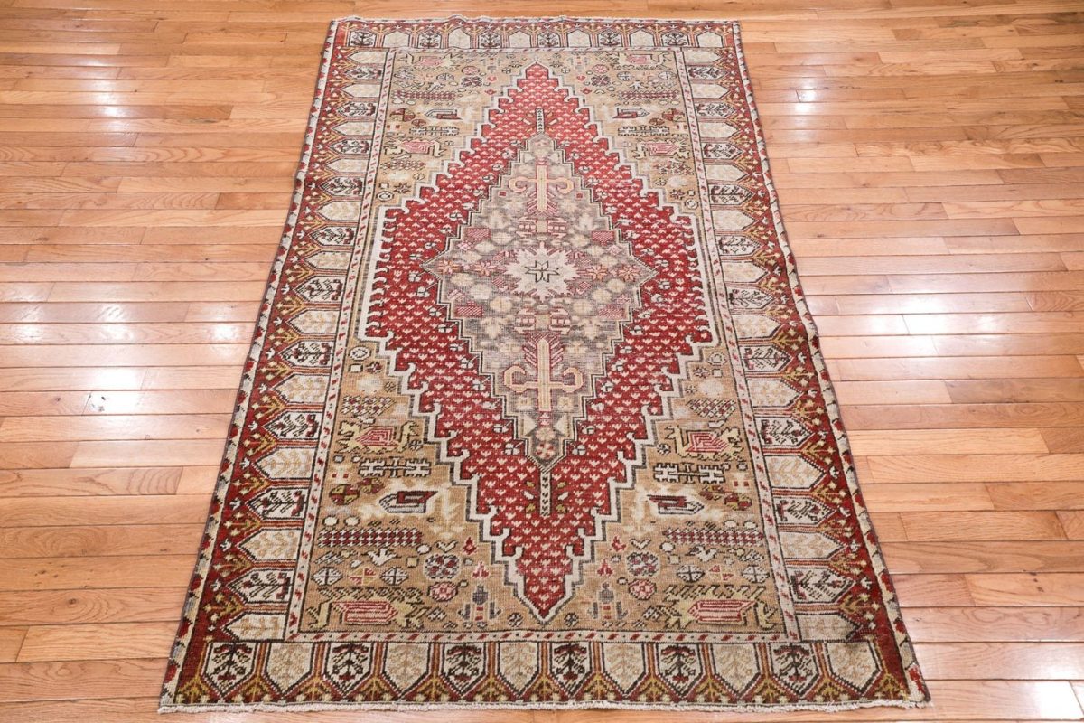 4′ x 7′ Red Fine Hand-Knotted Turkish Sivas Rug – Traditional Wool