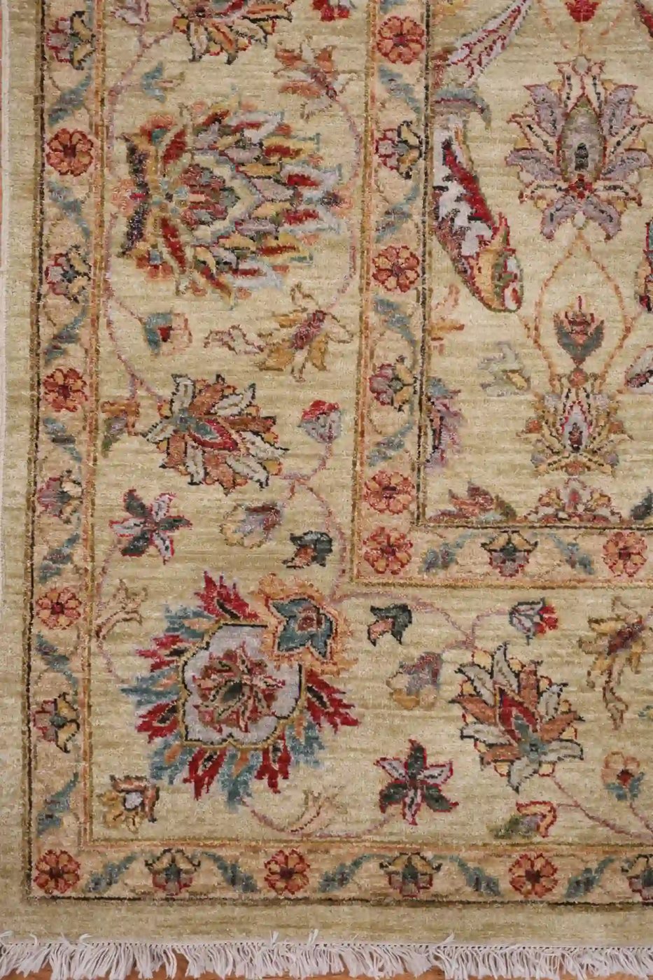 8′ x 10′ Ivory Fine Hand-Knotted Pakistan Oriental Rug – Traditional Wool