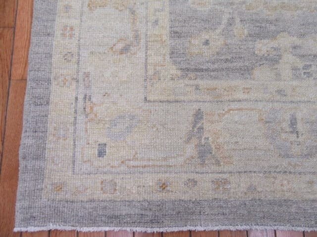 4′ x 27′ Beige Fine Hand-Knotted Oushak Runner Rug – Transitional Wool
