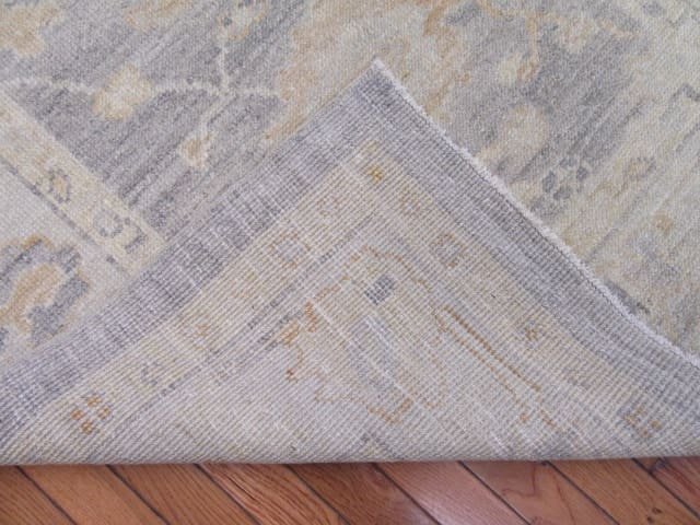 4′ x 27′ Beige Fine Hand-Knotted Oushak Runner Rug – Transitional Wool