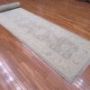 4′ x 27′ Beige Fine Hand-Knotted Oushak Runner Rug – Transitional Wool