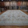 15′ x 21′ Beige Fine Hand-Knotted Vintage Turkish Oushak Rug – Traditional Wool