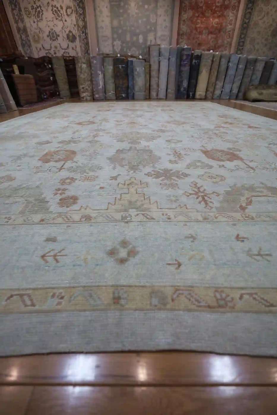 15′ x 21′ Beige Fine Hand-Knotted Vintage Turkish Oushak Rug – Traditional Wool