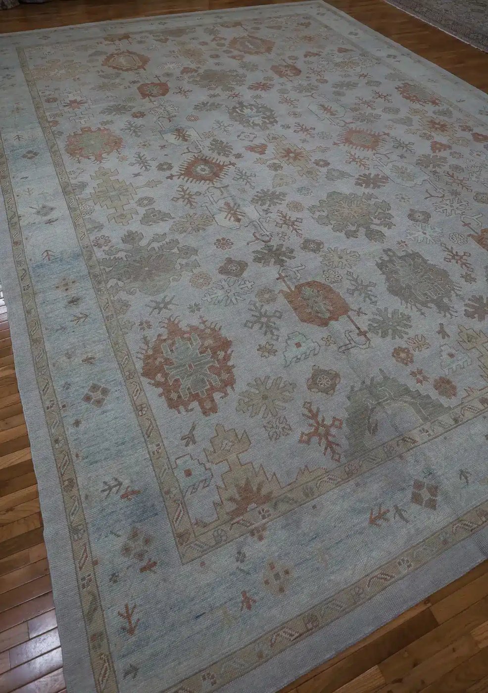 15′ x 21′ Beige Fine Hand-Knotted Vintage Turkish Oushak Rug – Traditional Wool
