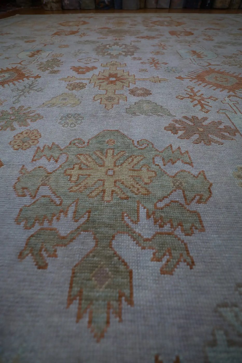 15′ x 21′ Beige Fine Hand-Knotted Vintage Turkish Oushak Rug – Traditional Wool