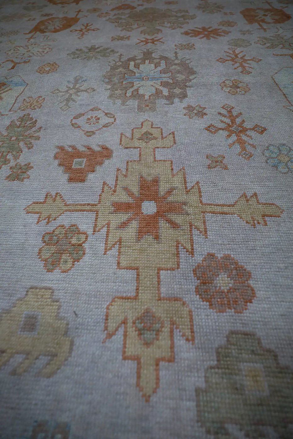 15′ x 21′ Beige Fine Hand-Knotted Vintage Turkish Oushak Rug – Traditional Wool